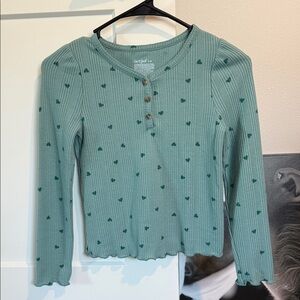 Cat & Jack Teal Heart Long Sleeve Tee